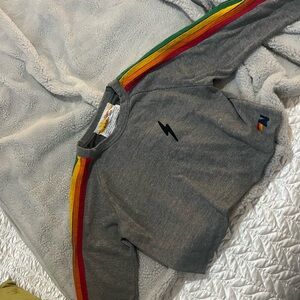 Women Aviator Nation Sweatshirt Size Small with rainbow lining and bolt